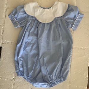 Smocked Auctions Blue and White Gingham Bubble